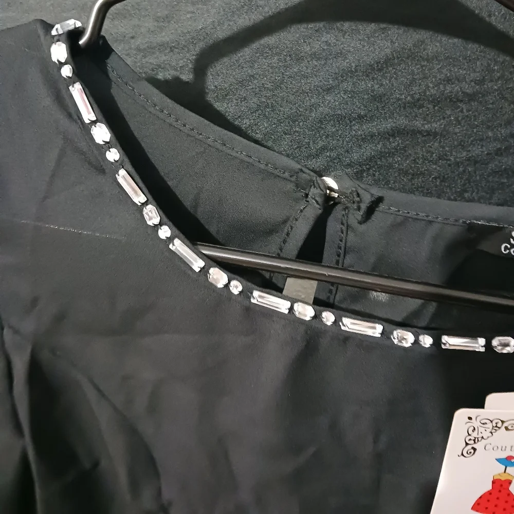 Bundle of NEW Women rhinestone bling round neck bell sleeve blouses - Picture 12 of 16